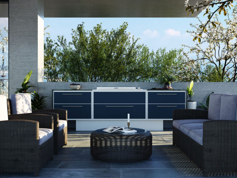 6-Burner Proline Grill with Flat Lid, 5 Drawers in Anthracite, Supplied with 'island plinth' and Granite Worktop