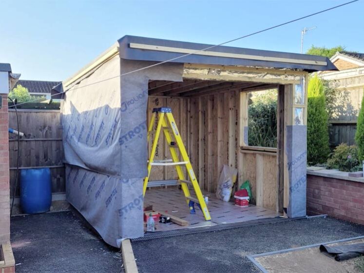 Weather proof wrapped Garden Room frame. Accessible Garden Room, Coventry