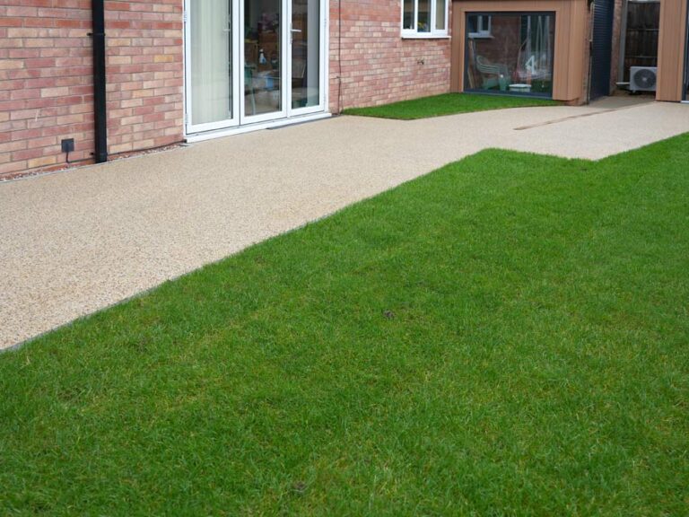 Lawn and resin ramps. Accessible Garden Room, Coventry