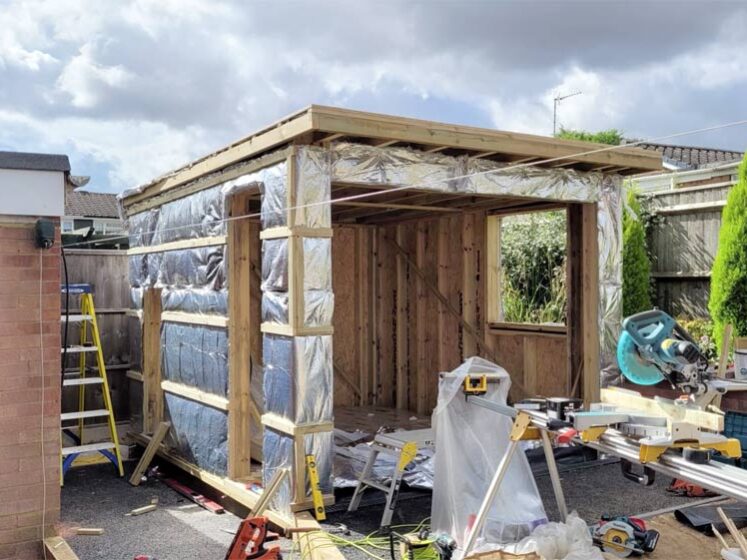Exterior insulation on Garden Room frame. Accessible Garden Room, Coventry