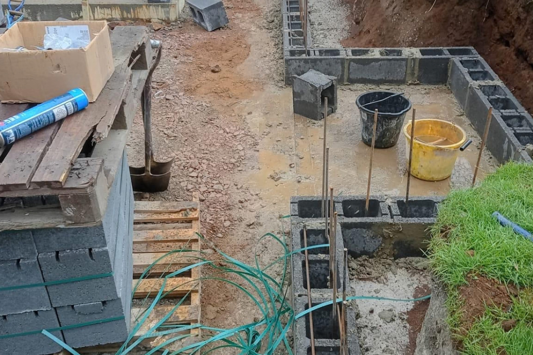 Foundations for garden room and patio