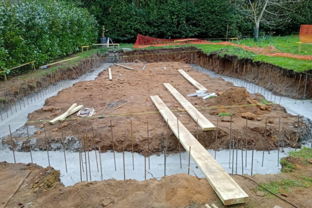 Concrete foundations for new garden room