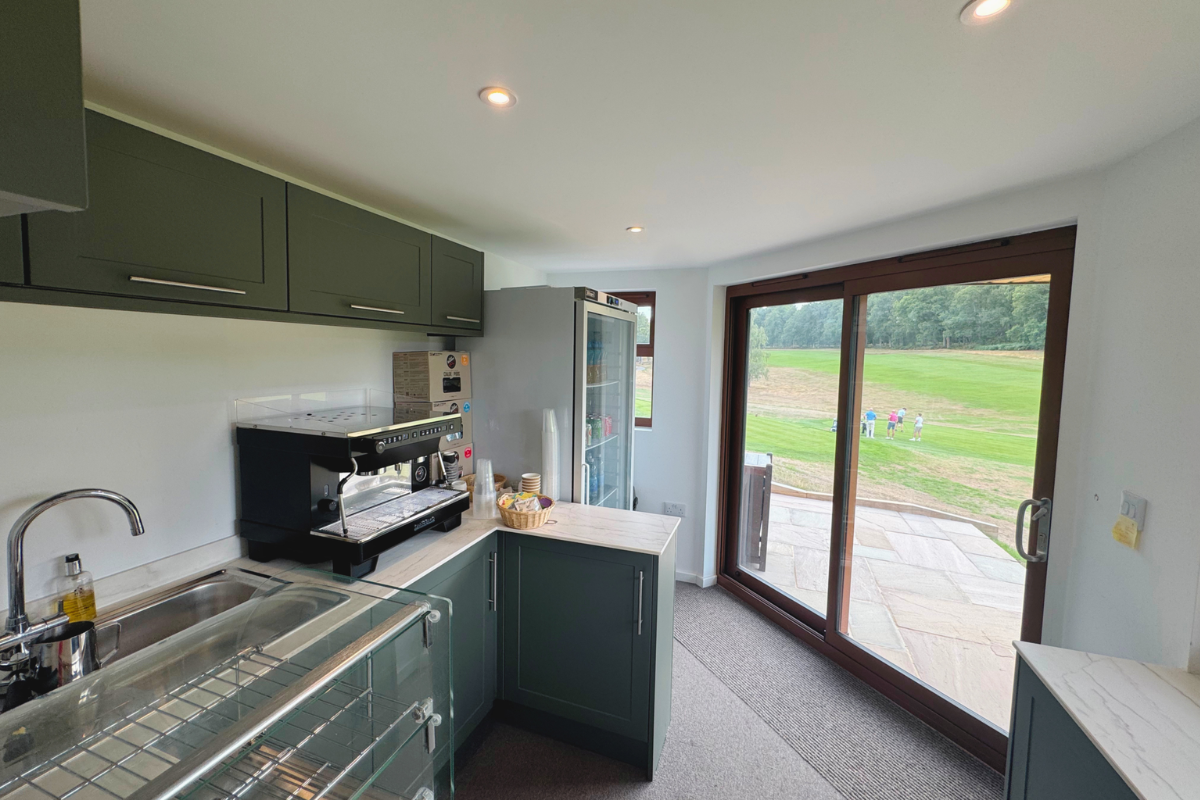 Kitchenette inside the Halfway house built by the New Garden Room Company