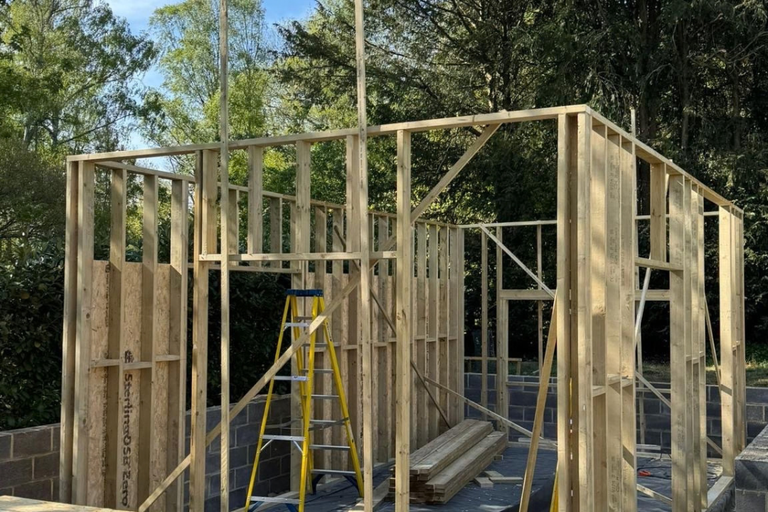 Timber frame for garden room up